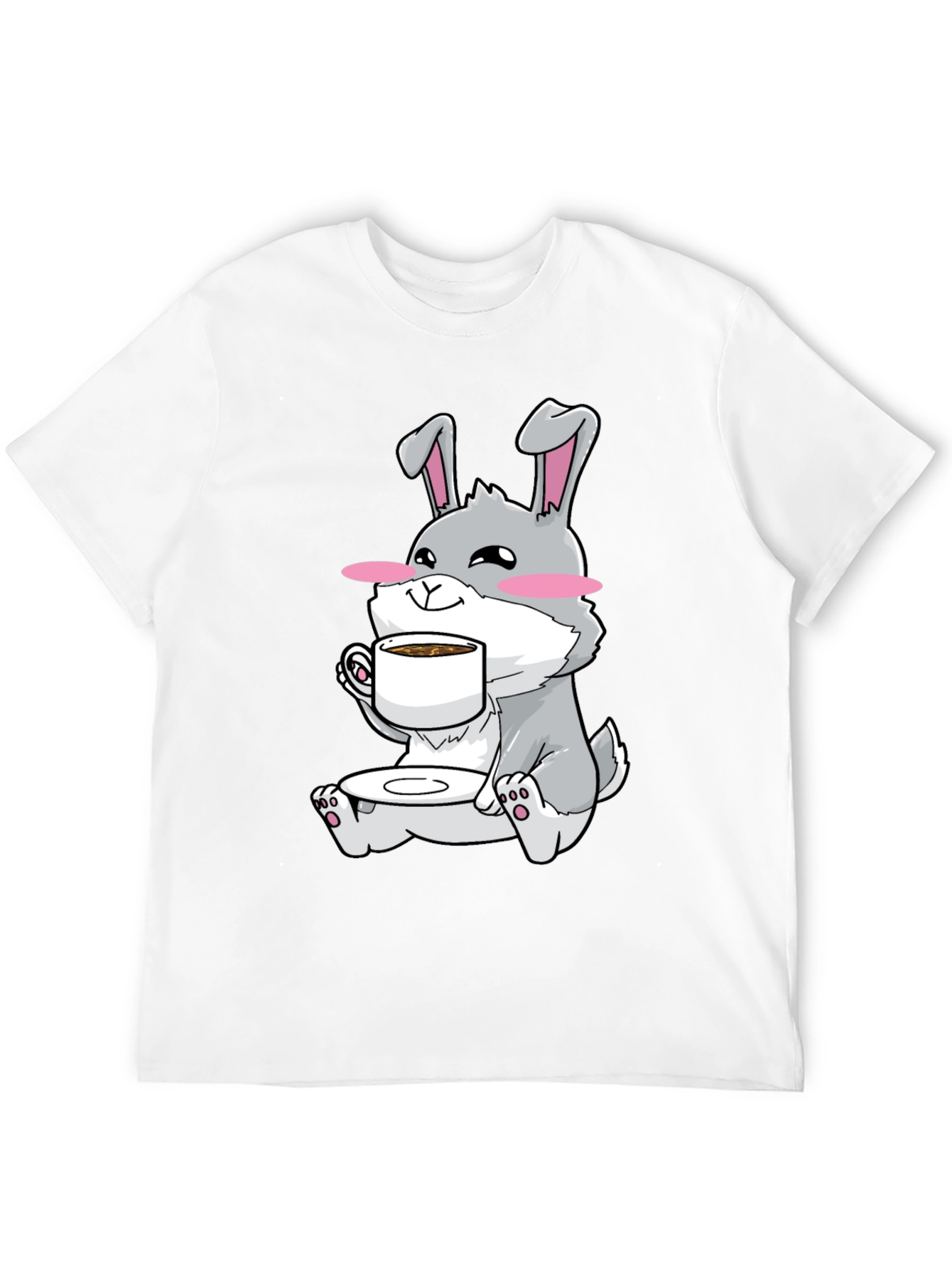 Bunny Sipping Coffee T-Shirt - Cute Graphic Tee