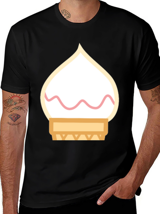 Ice Cream Cone Graphic Tee - Black Cotton T-Shirt
