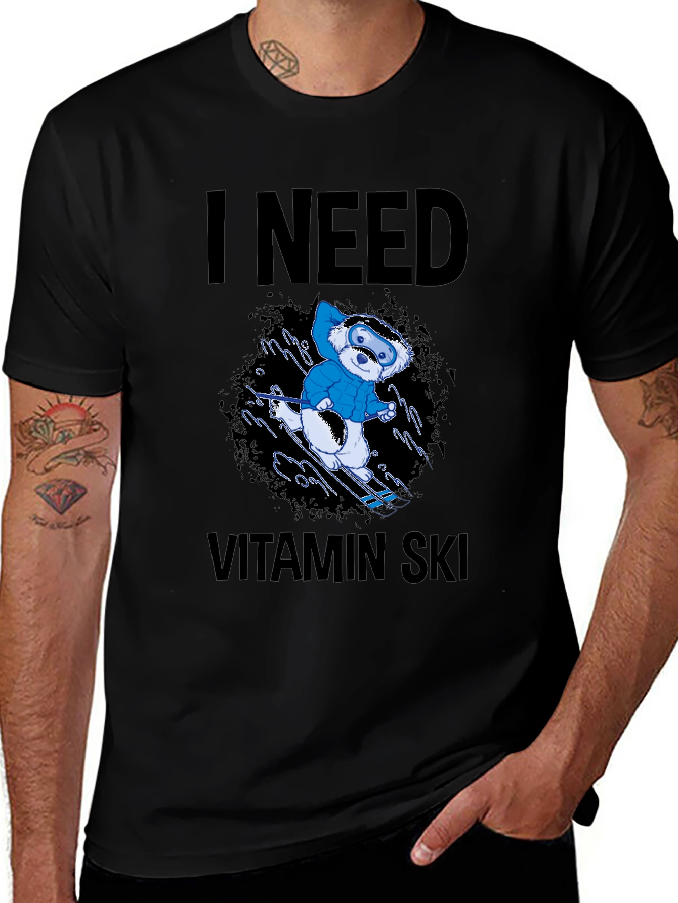 I Need Vitamin Ski Black T-Shirt