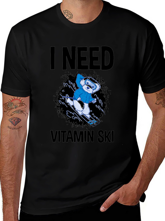 I Need Vitamin Ski Black T-Shirt