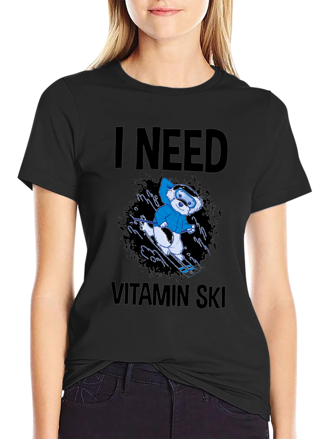 I Need Vitamin Ski Black T-Shirt
