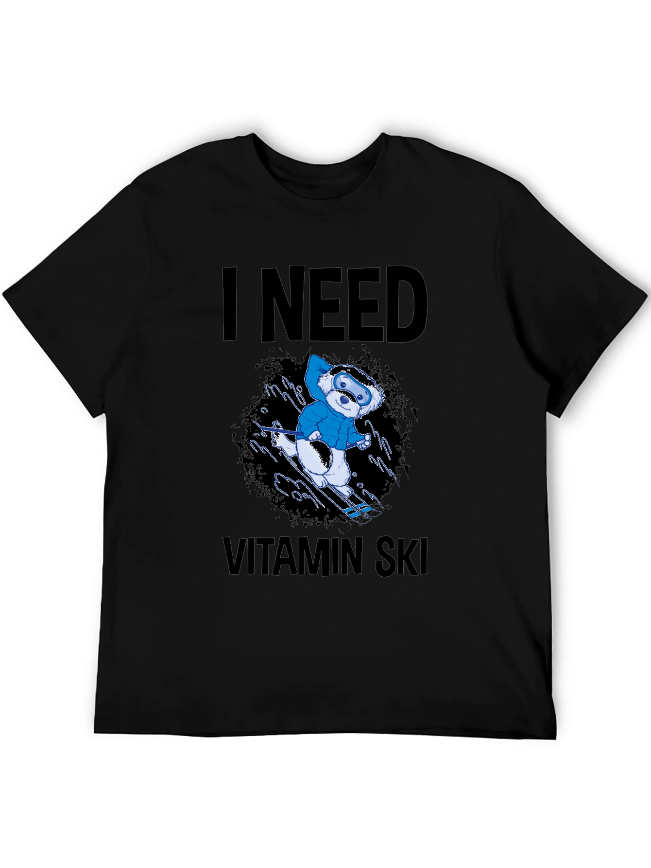 I Need Vitamin Ski Black T-Shirt