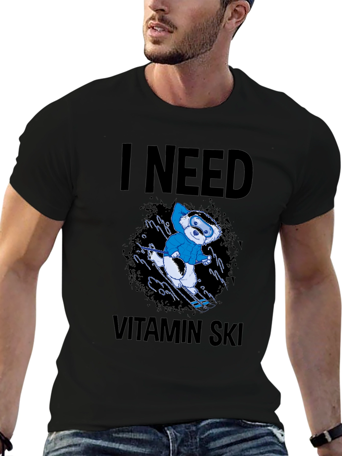 I Need Vitamin Ski Black T-Shirt