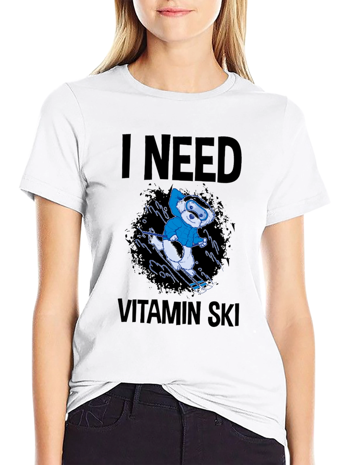 I Need Vitamin Ski Black T-Shirt