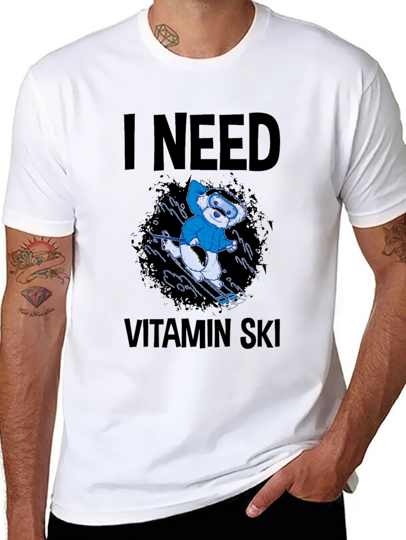 I Need Vitamin Ski Black T-Shirt