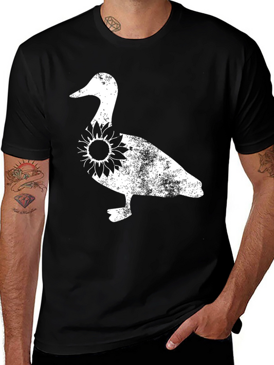 Duck Sunflower Graphic Tee - Black