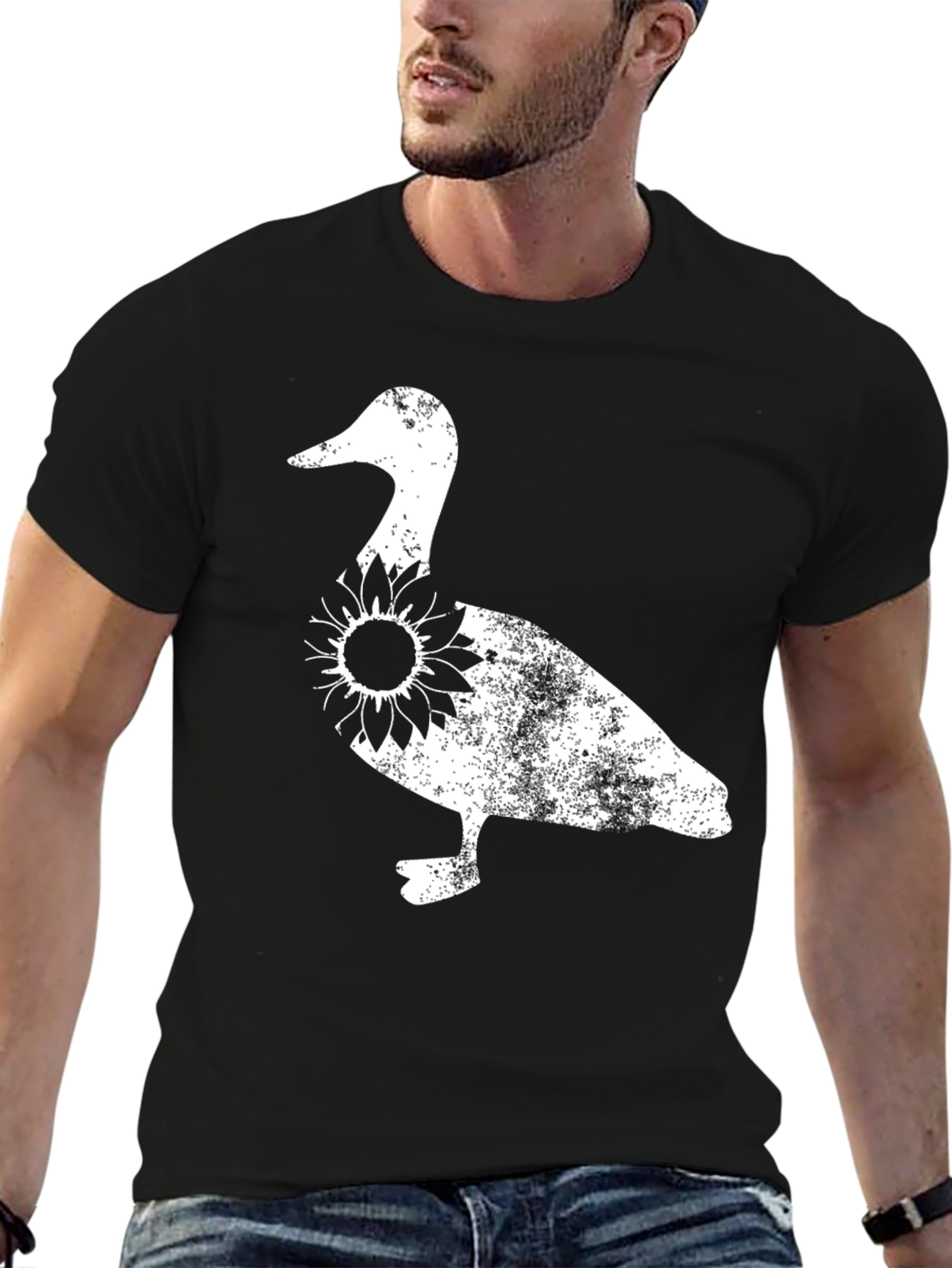 Duck Sunflower Graphic Tee - Black