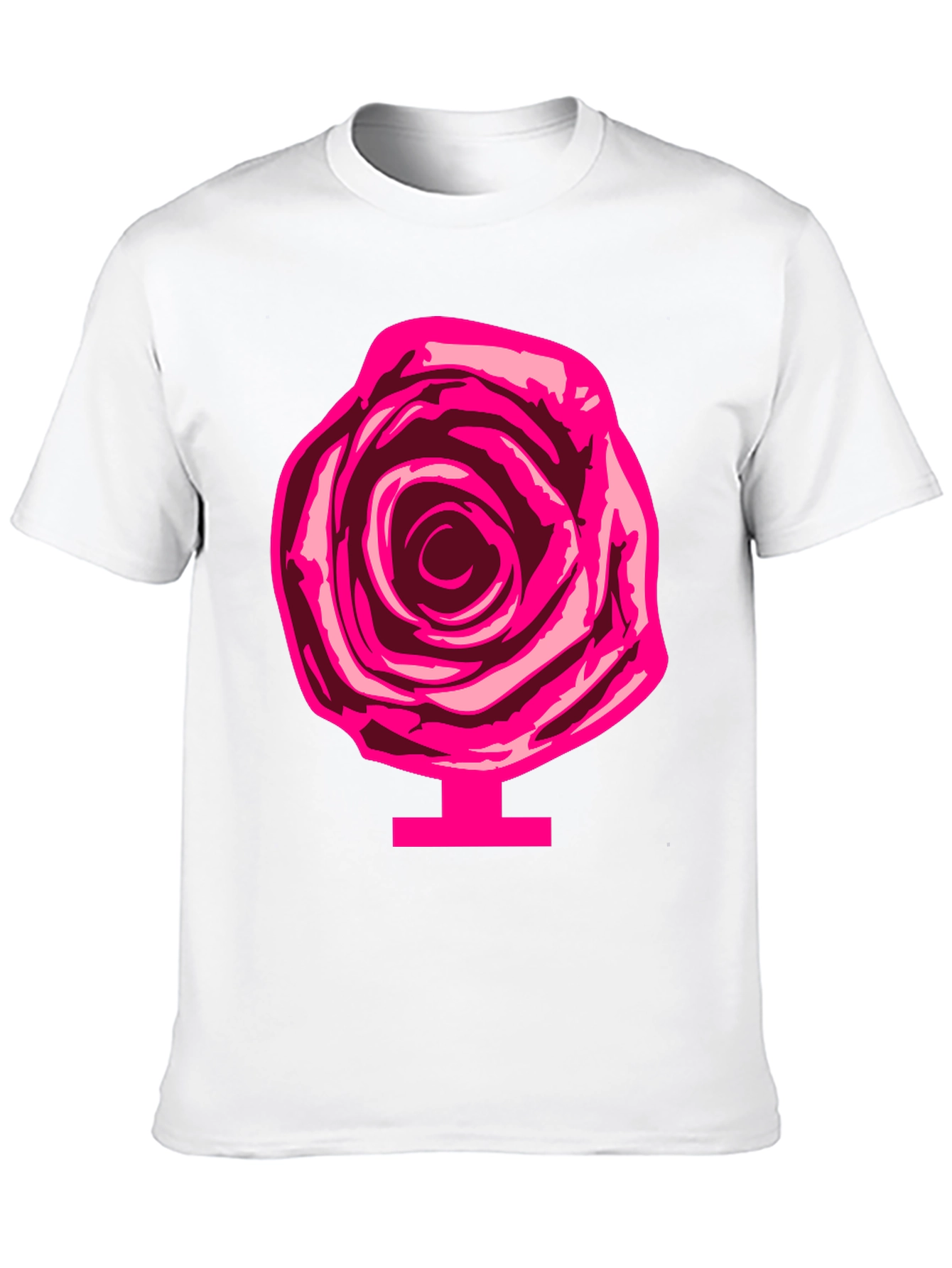 Rose Graphic Print Tee - Black Cotton Casual