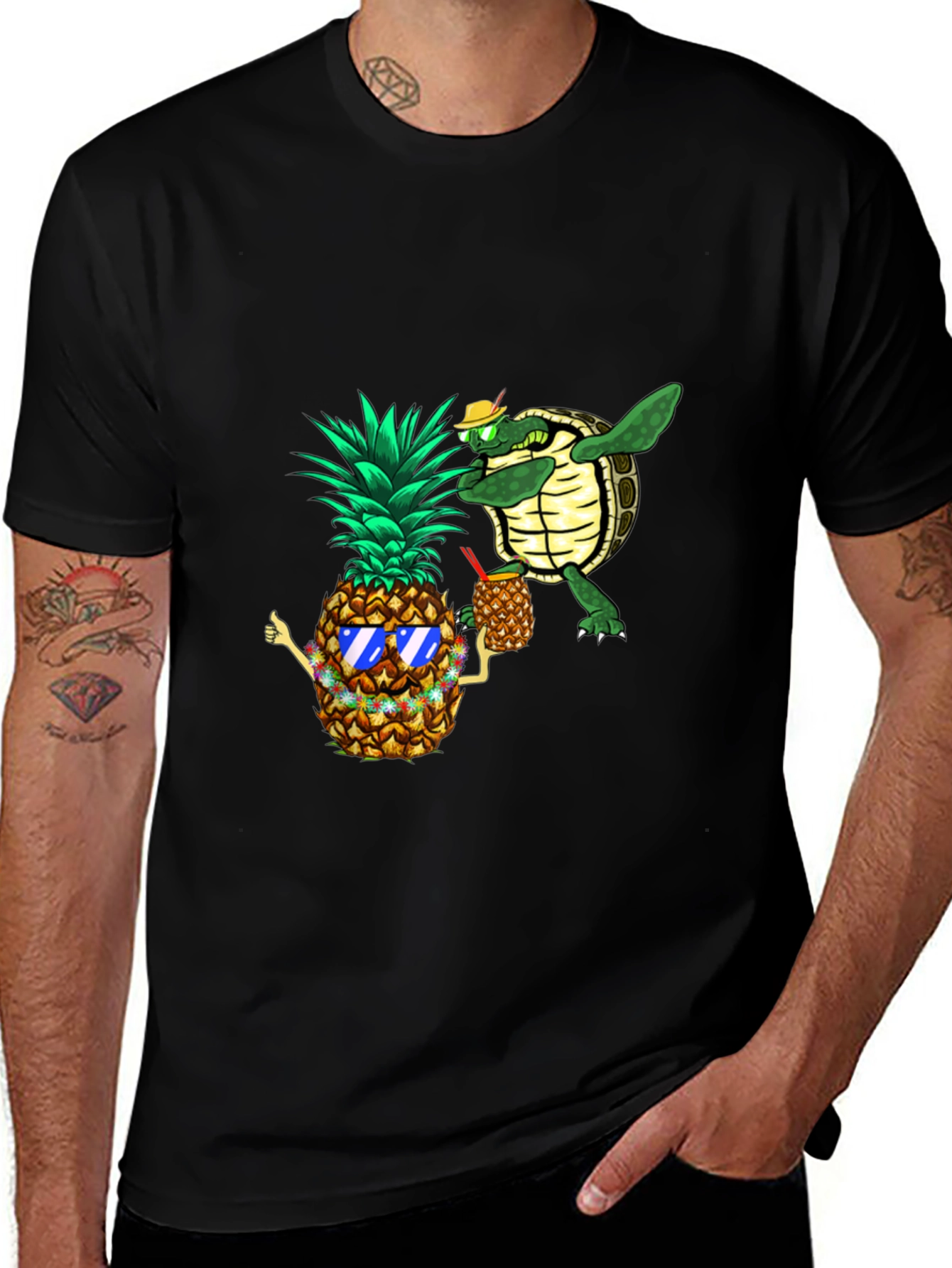 Pineapple & Turtle Graphic T-Shirt