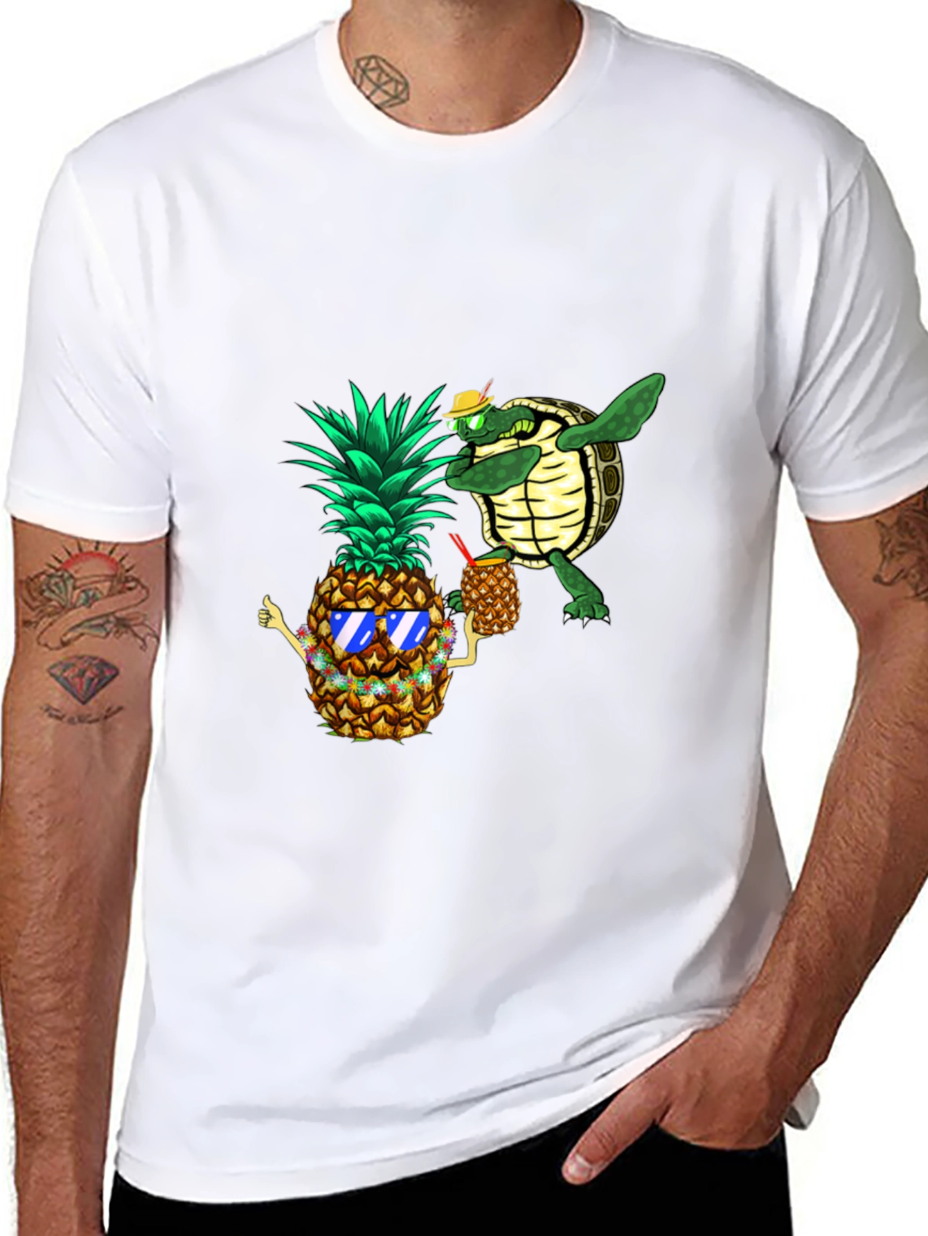 Pineapple & Turtle Graphic T-Shirt