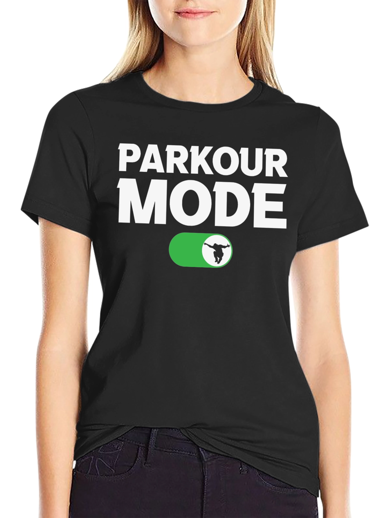 Parkour Mode On T-Shirt - Athletic Black Tee