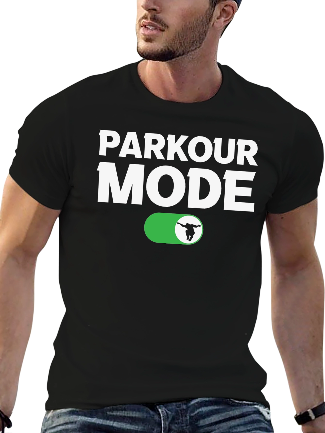 Parkour Mode On T-Shirt - Athletic Black Tee