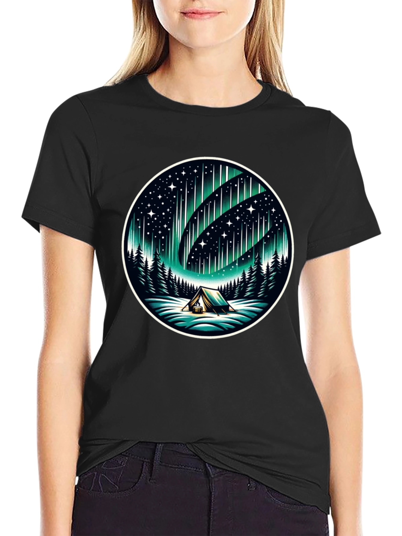 Northern Lights Camping Graphic Tee