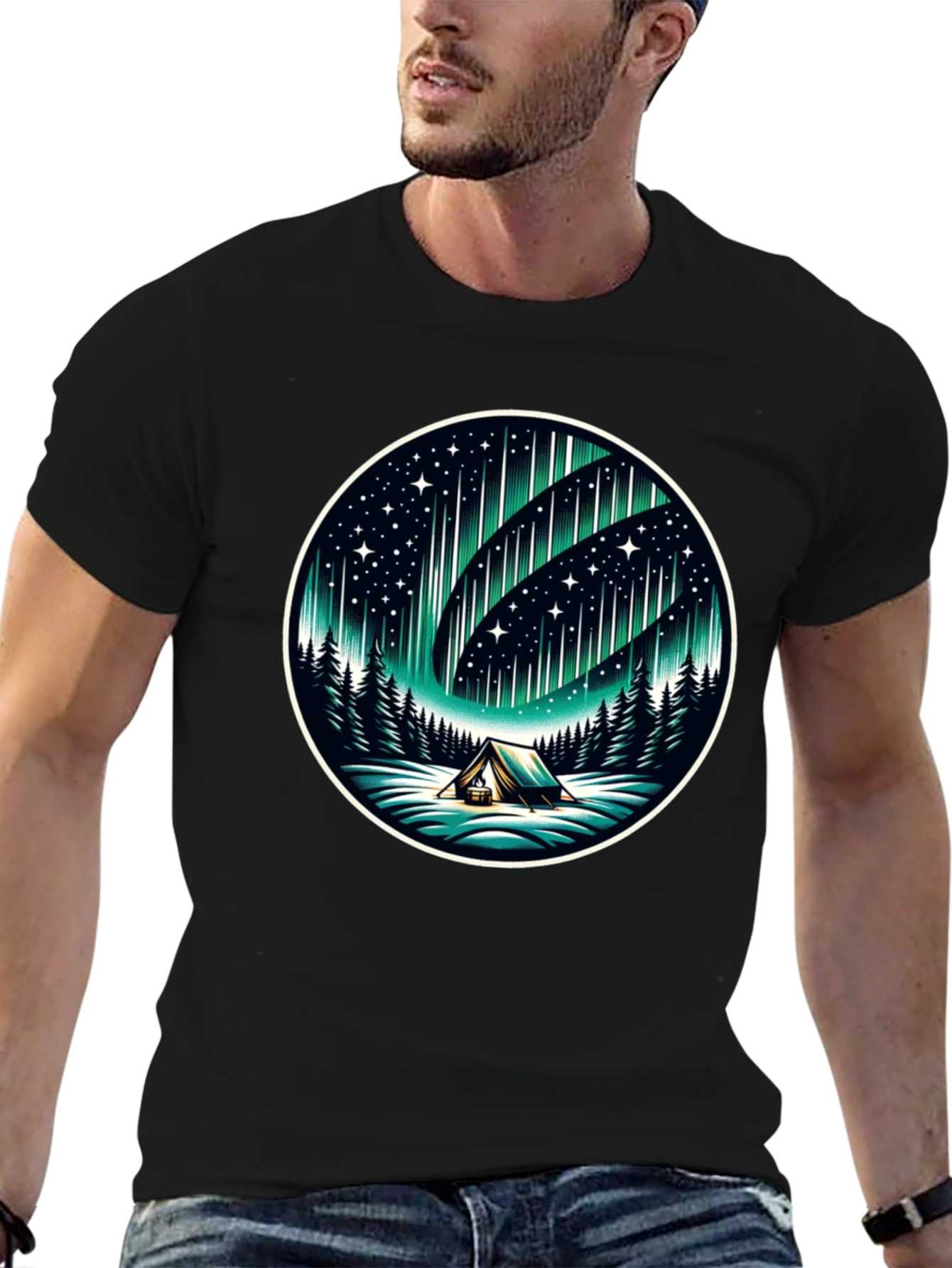 Northern Lights Camping Graphic Tee