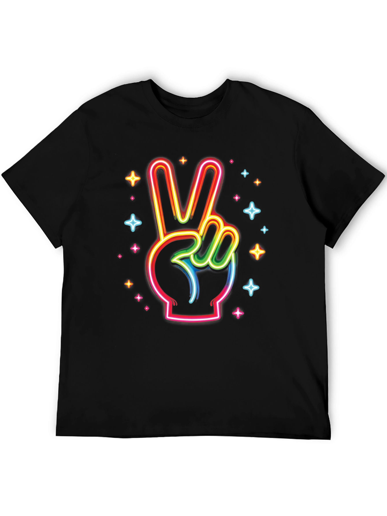 Neon Peace Sign Black T-Shirt