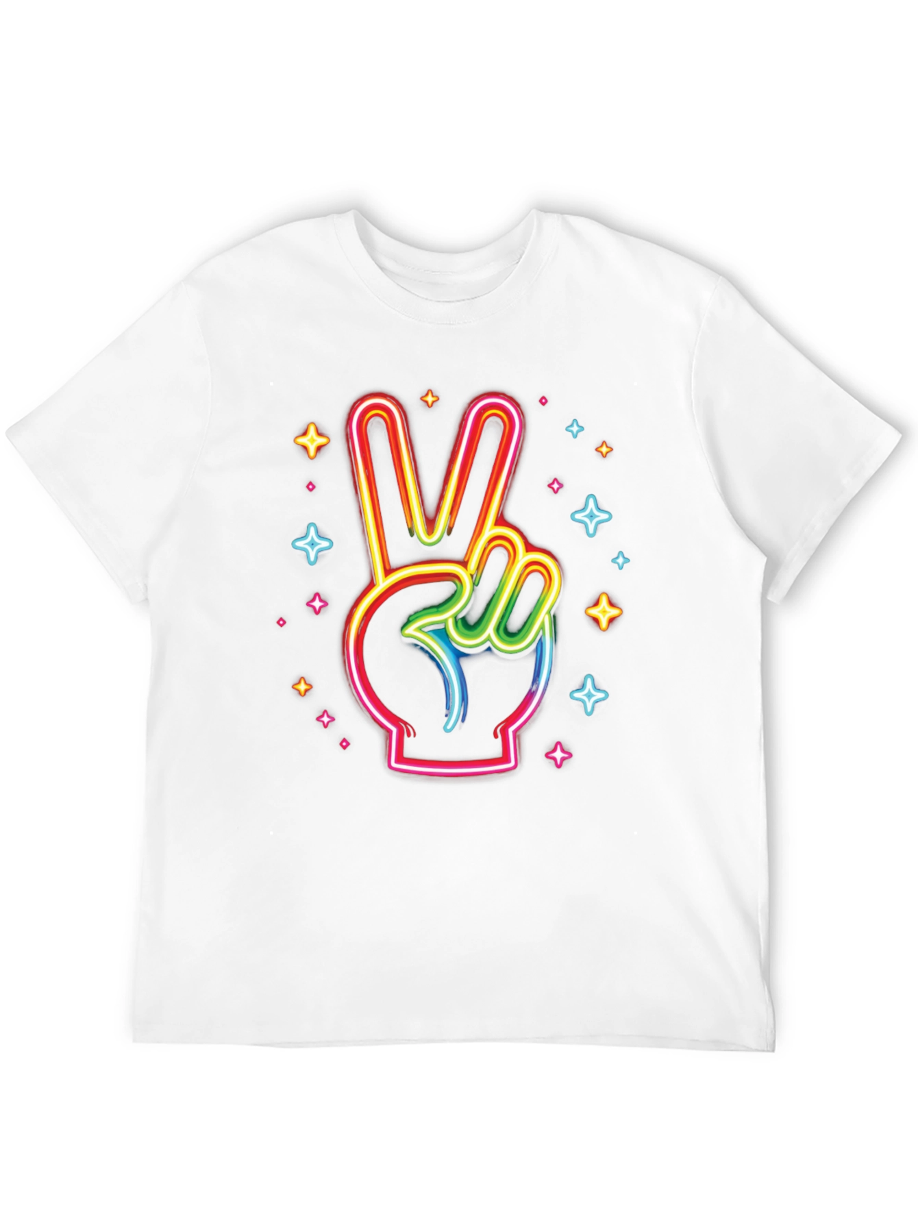 Neon Peace Sign Black T-Shirt
