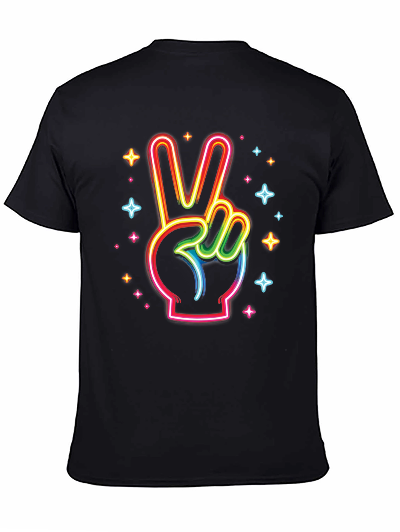 Neon Peace Sign Black T-Shirt