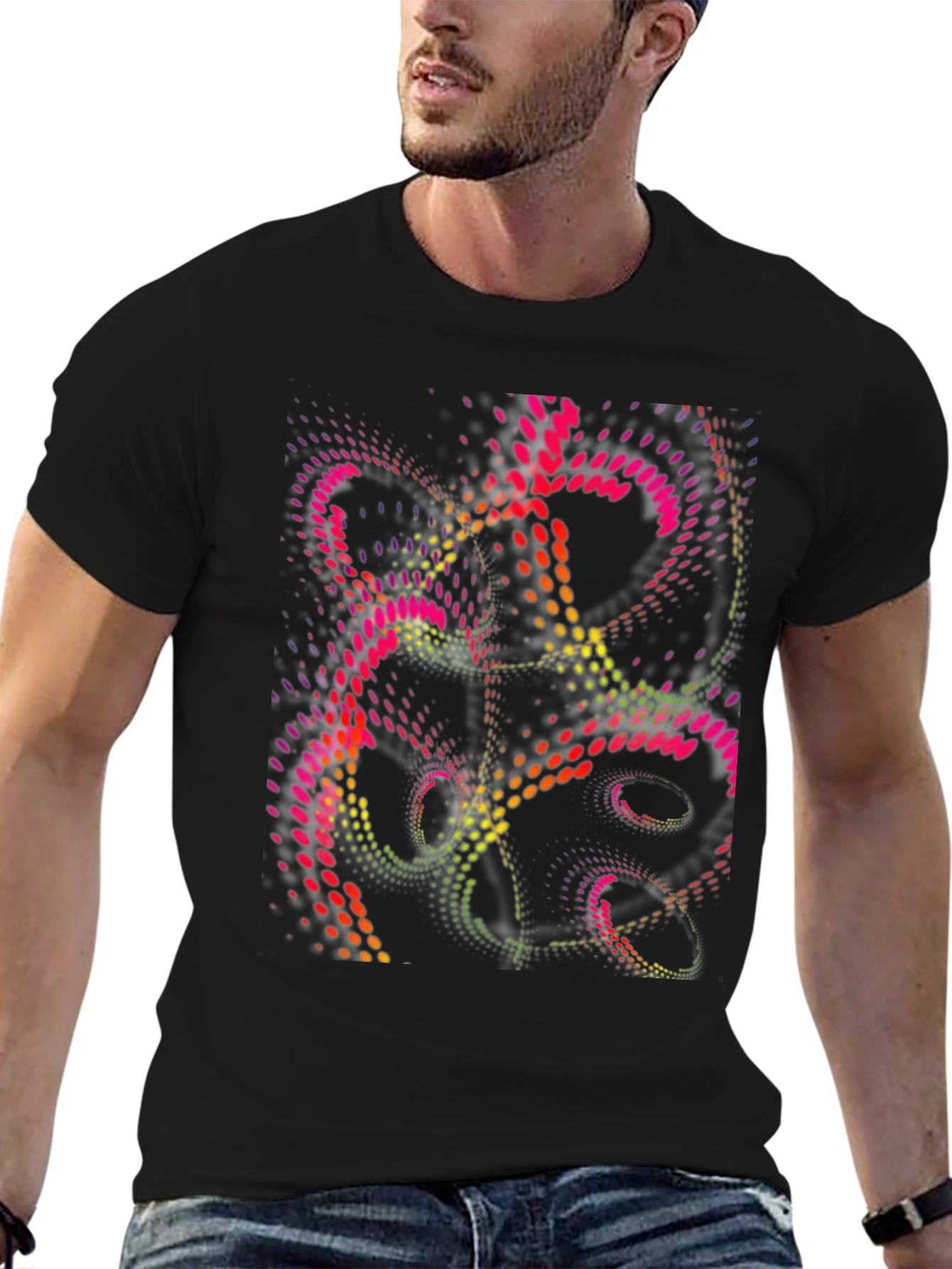 Abstract Dot Design Black T-Shirt