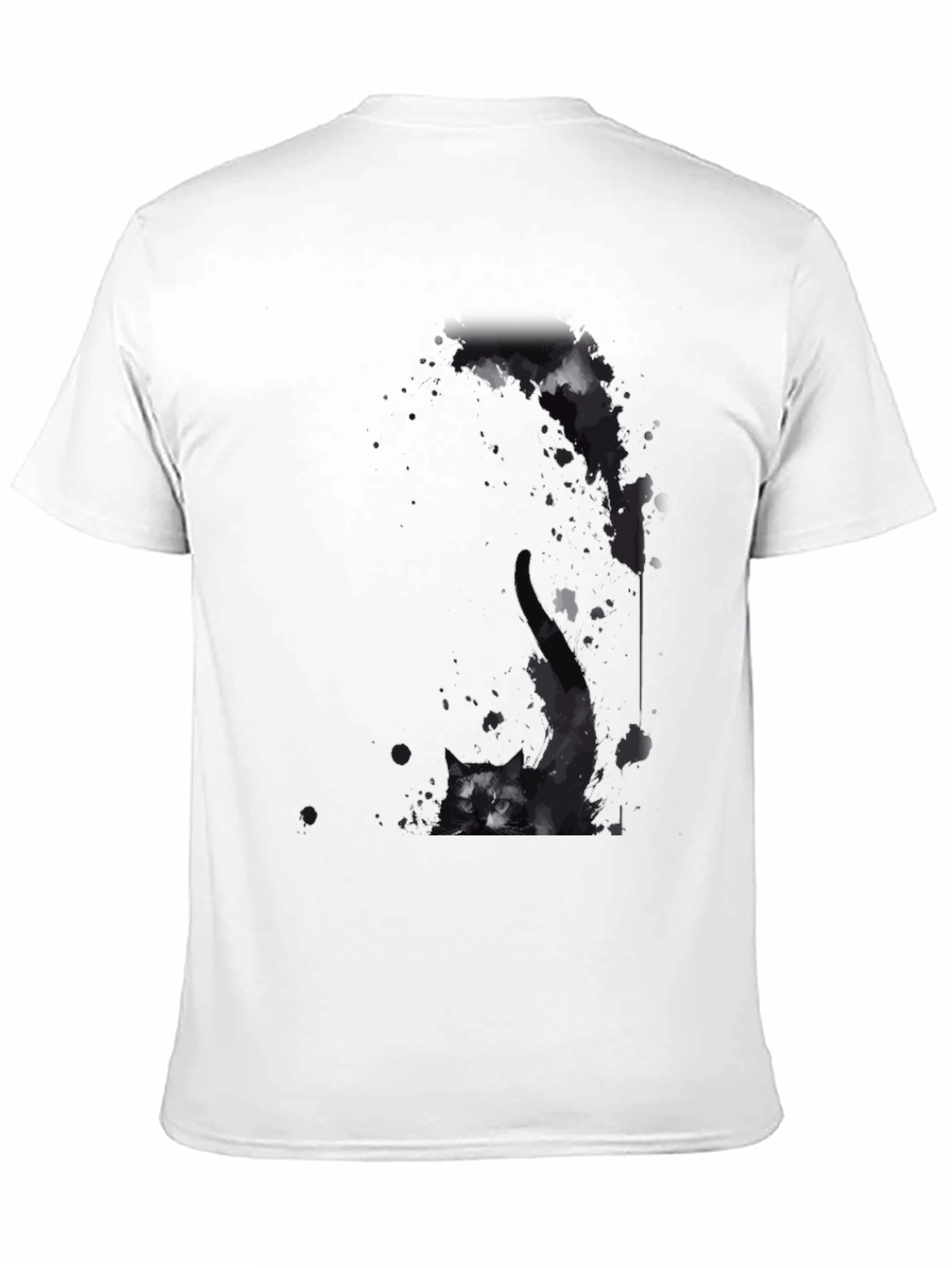 Mens Black T-Shirt with Cat Graphic