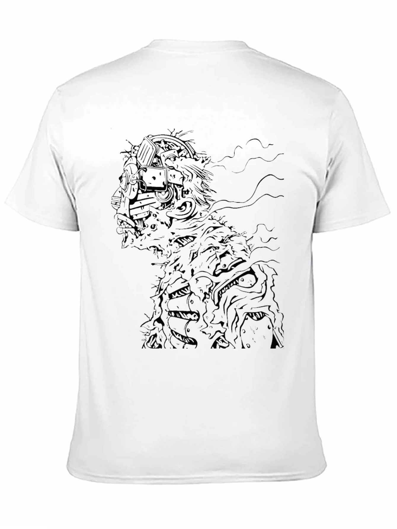 Cyberpunk Zombie Graphic Print Black T-Shirt