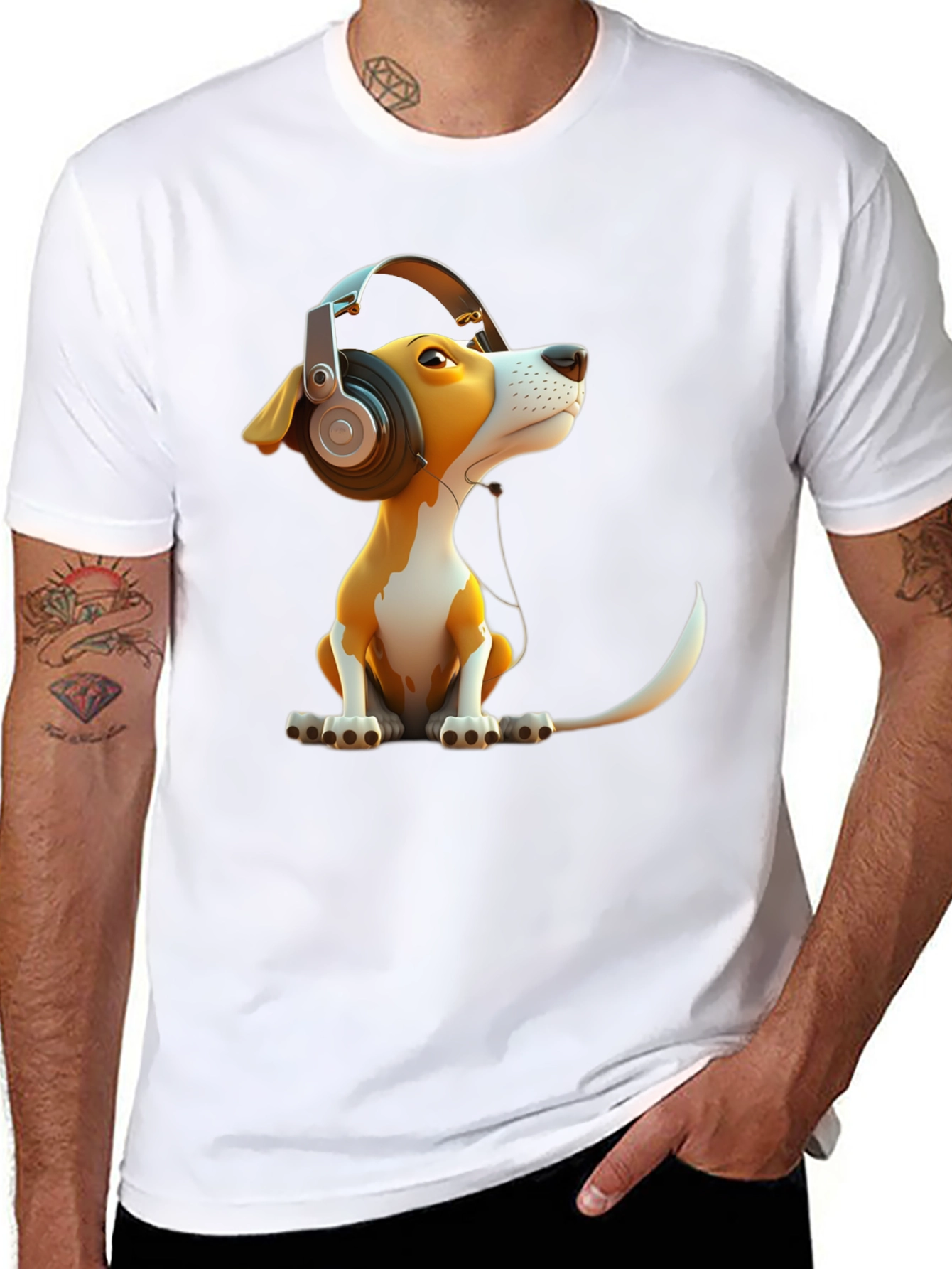 Dog with Headphones Graphic Tee