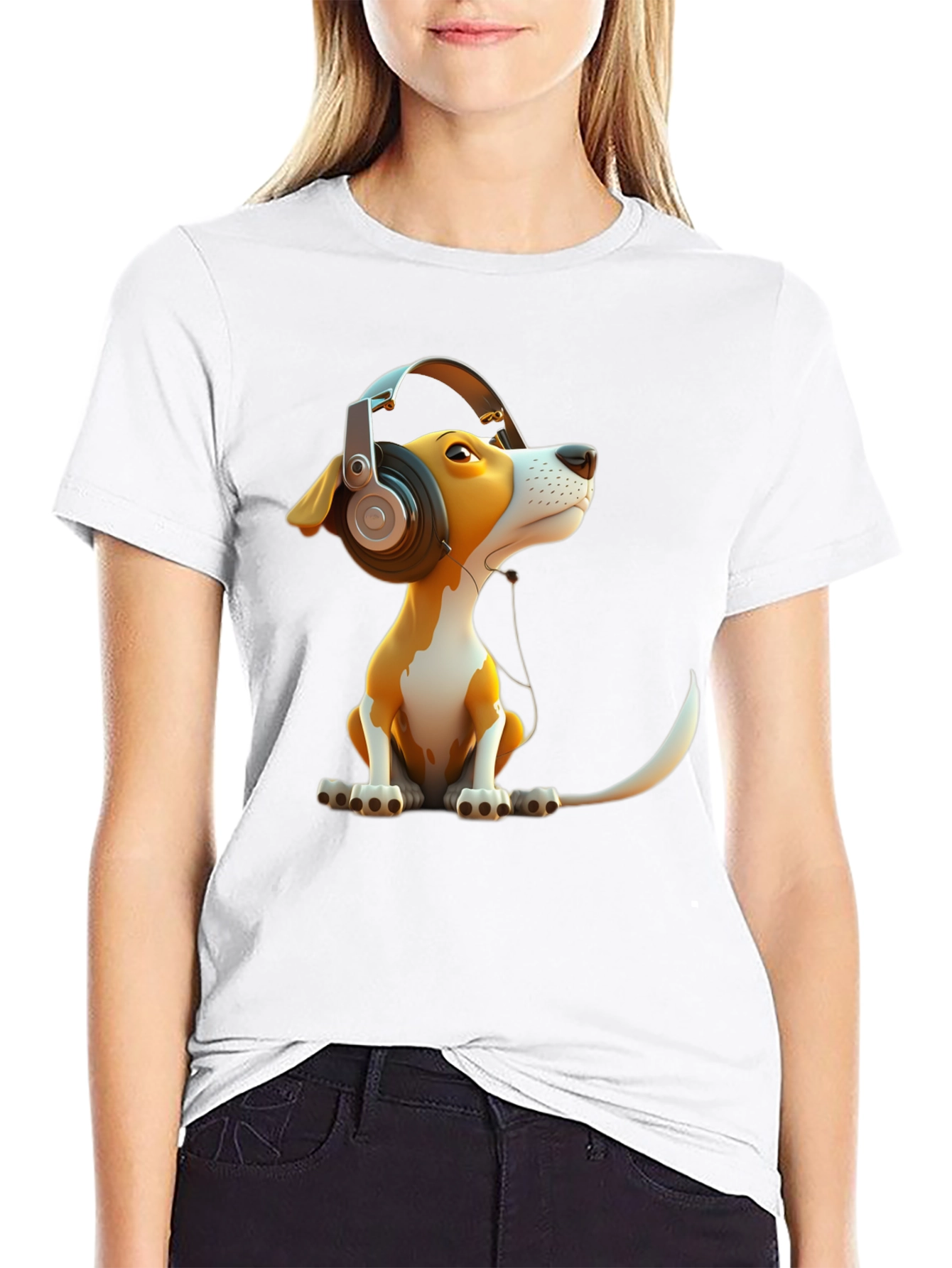 Dog with Headphones Graphic Tee