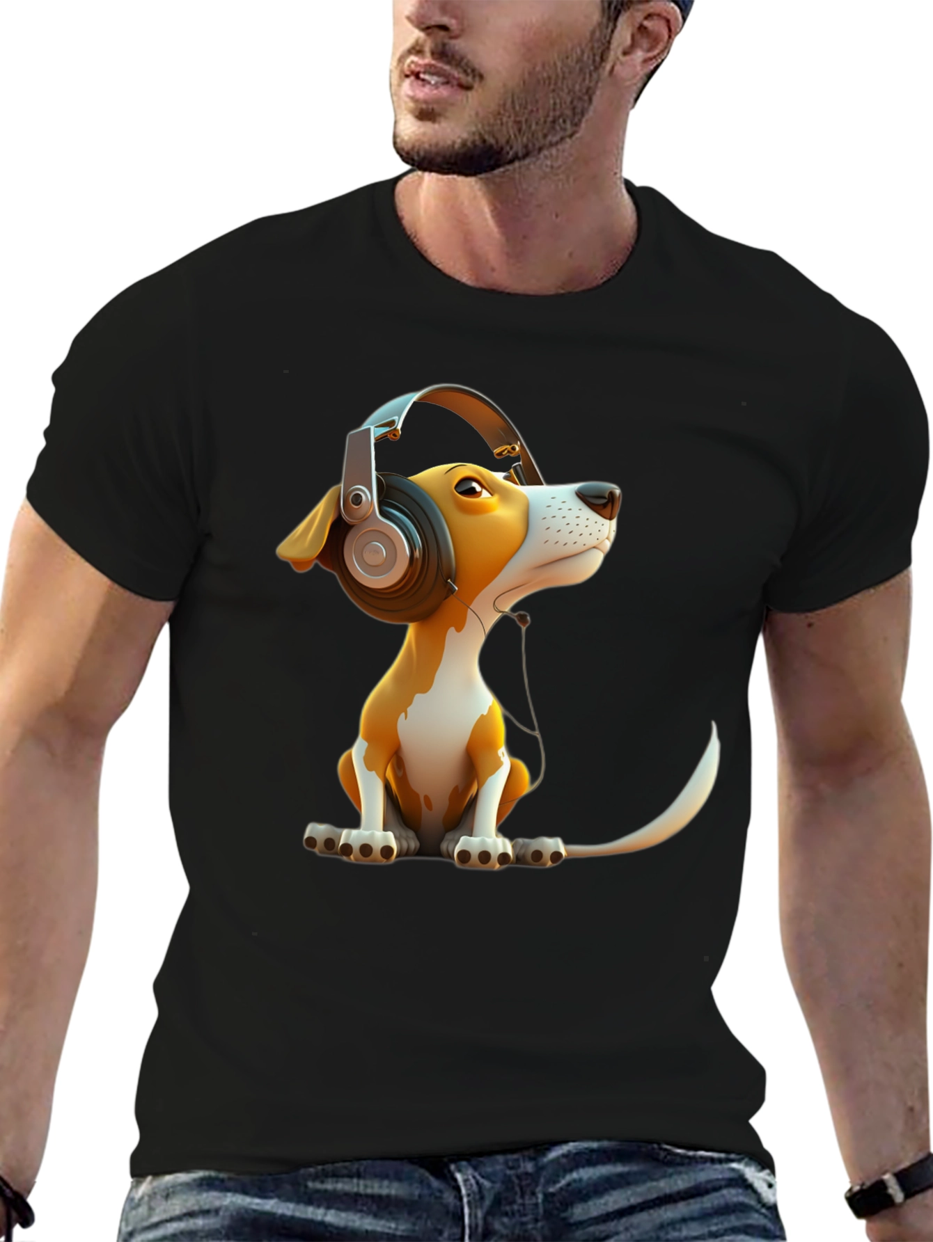 Dog with Headphones Graphic Tee