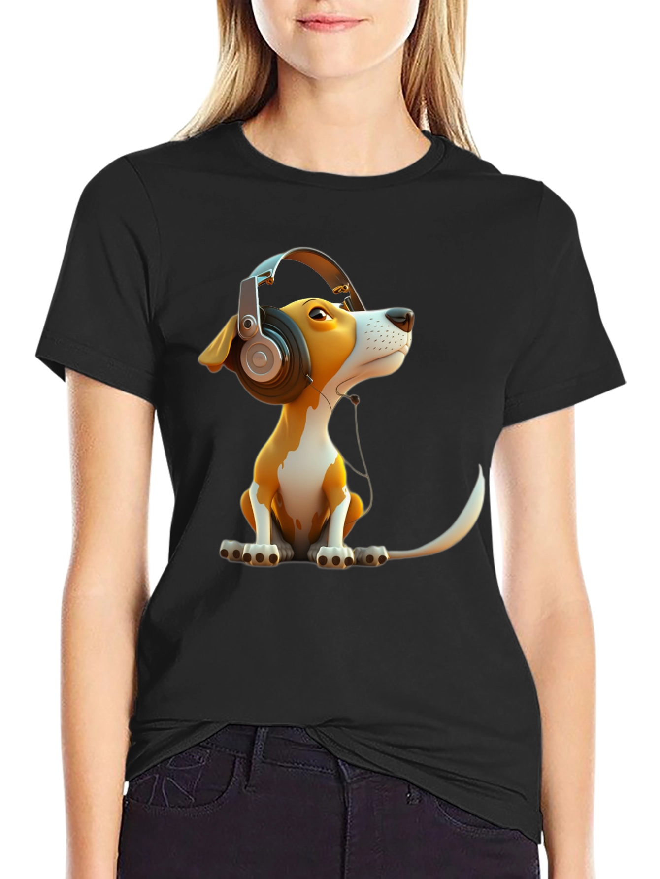Dog with Headphones Graphic Tee