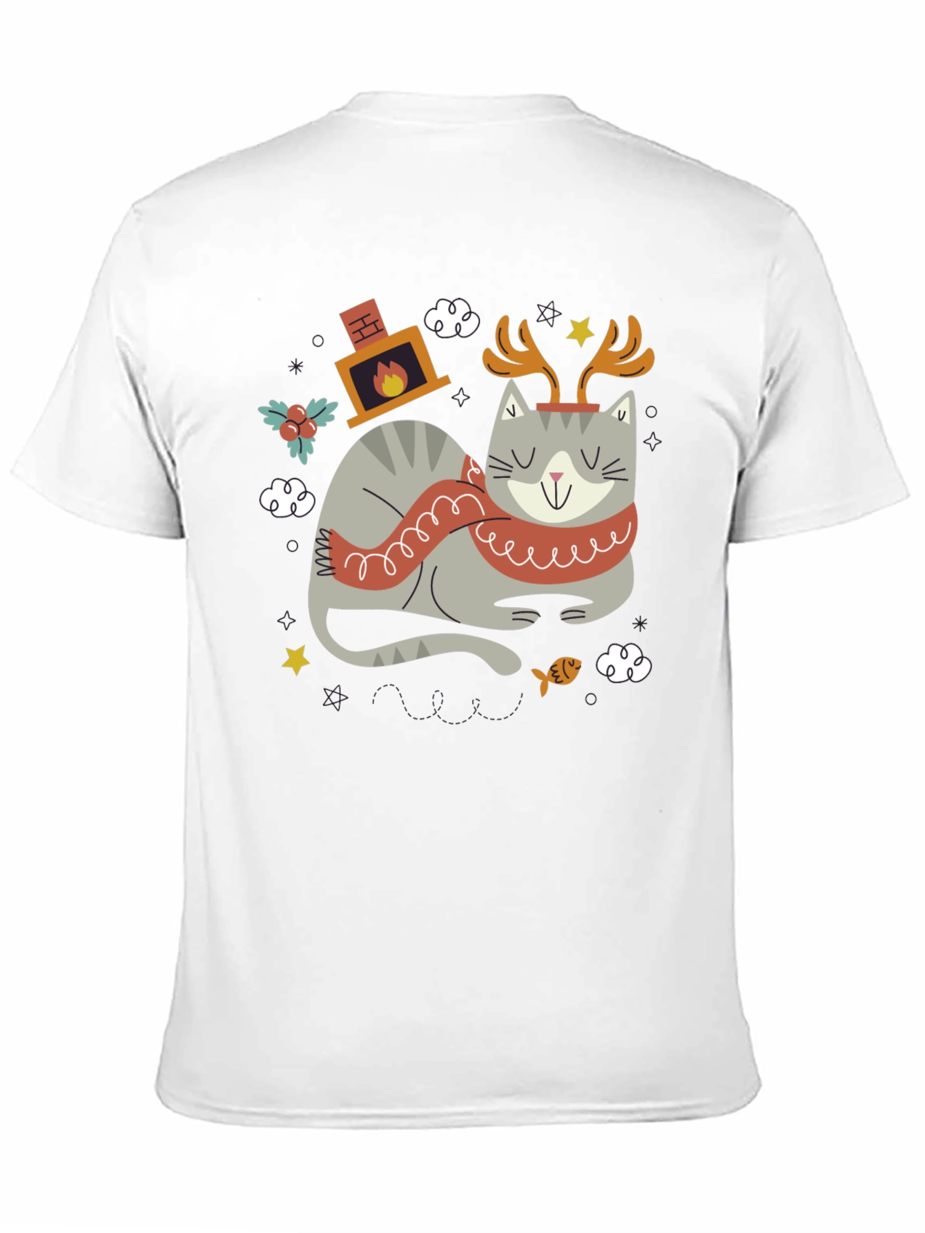Festive Cat Graphic Tee - Holiday Cheer