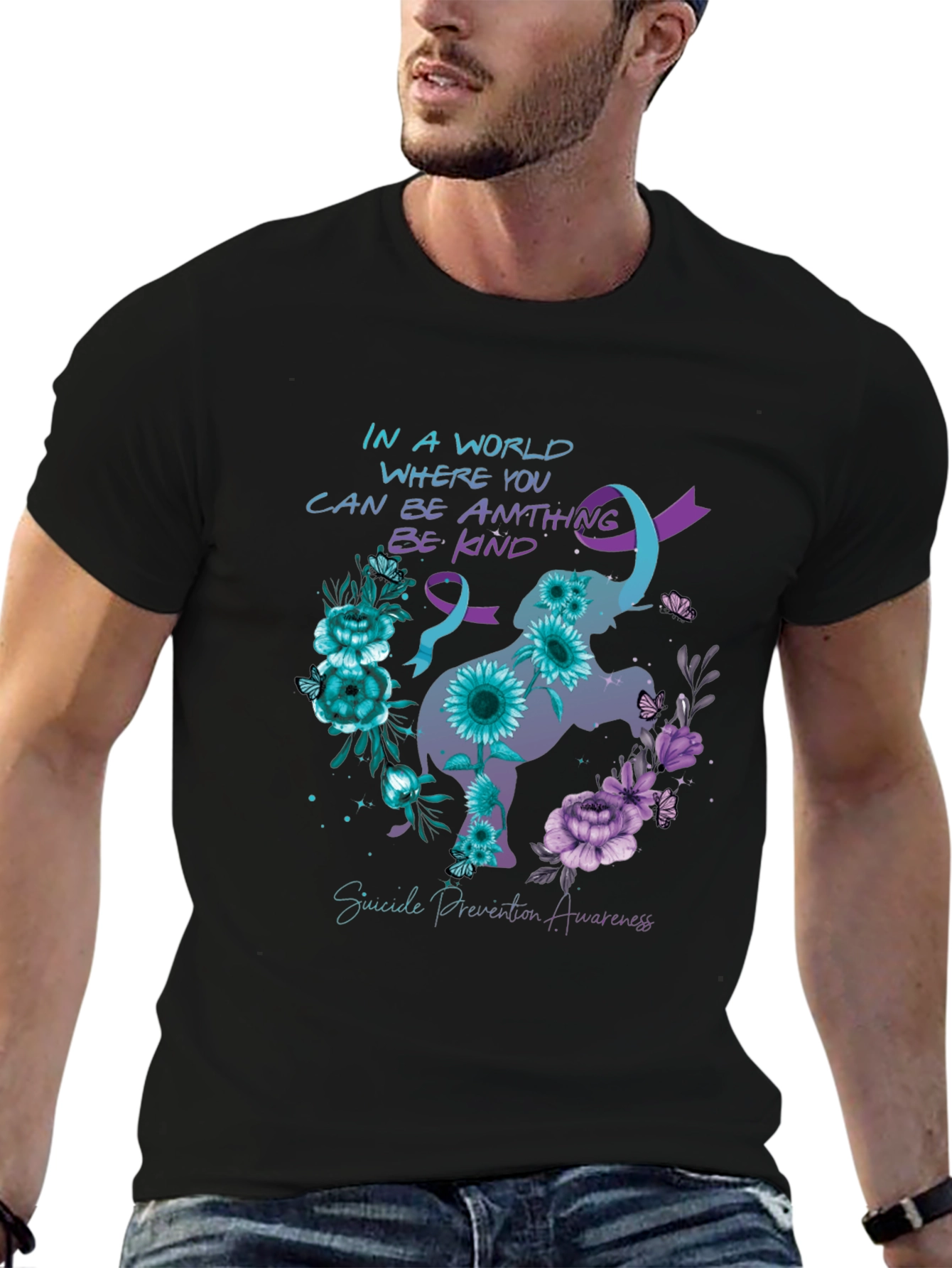 Suicide Prevention Awareness Elephant Graphic Tee