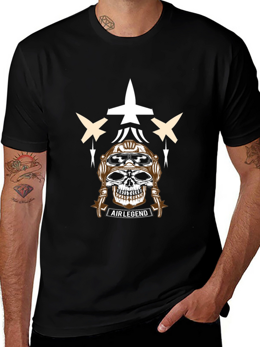 Air Legend Pilot Skull Graphic T-Shirt - Black