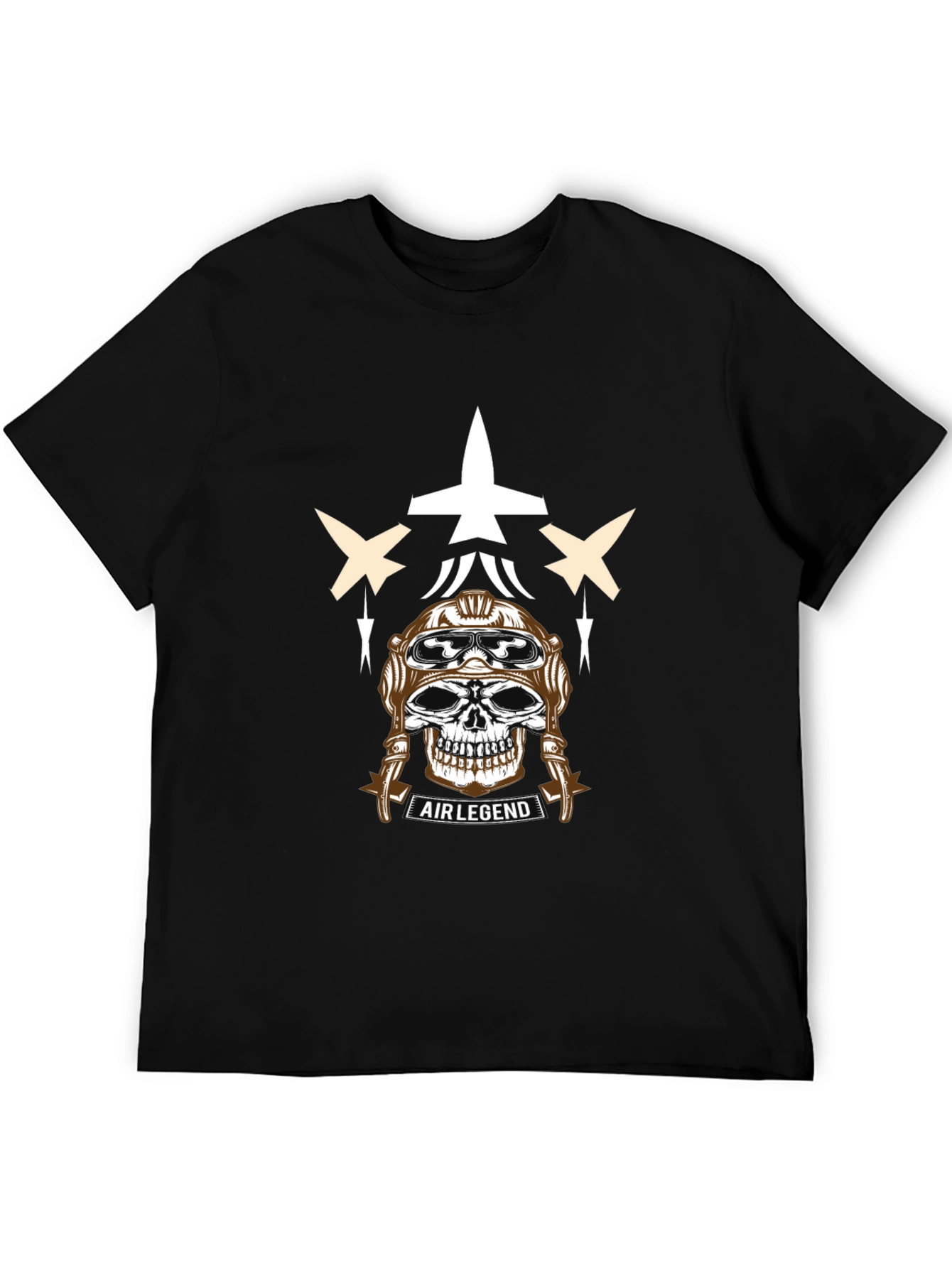 Air Legend Pilot Skull Graphic T-Shirt - Black