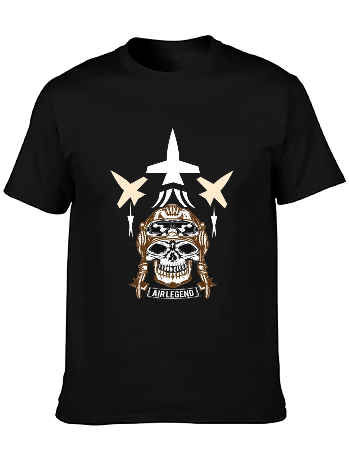 Air Legend Pilot Skull Graphic T-Shirt - Black