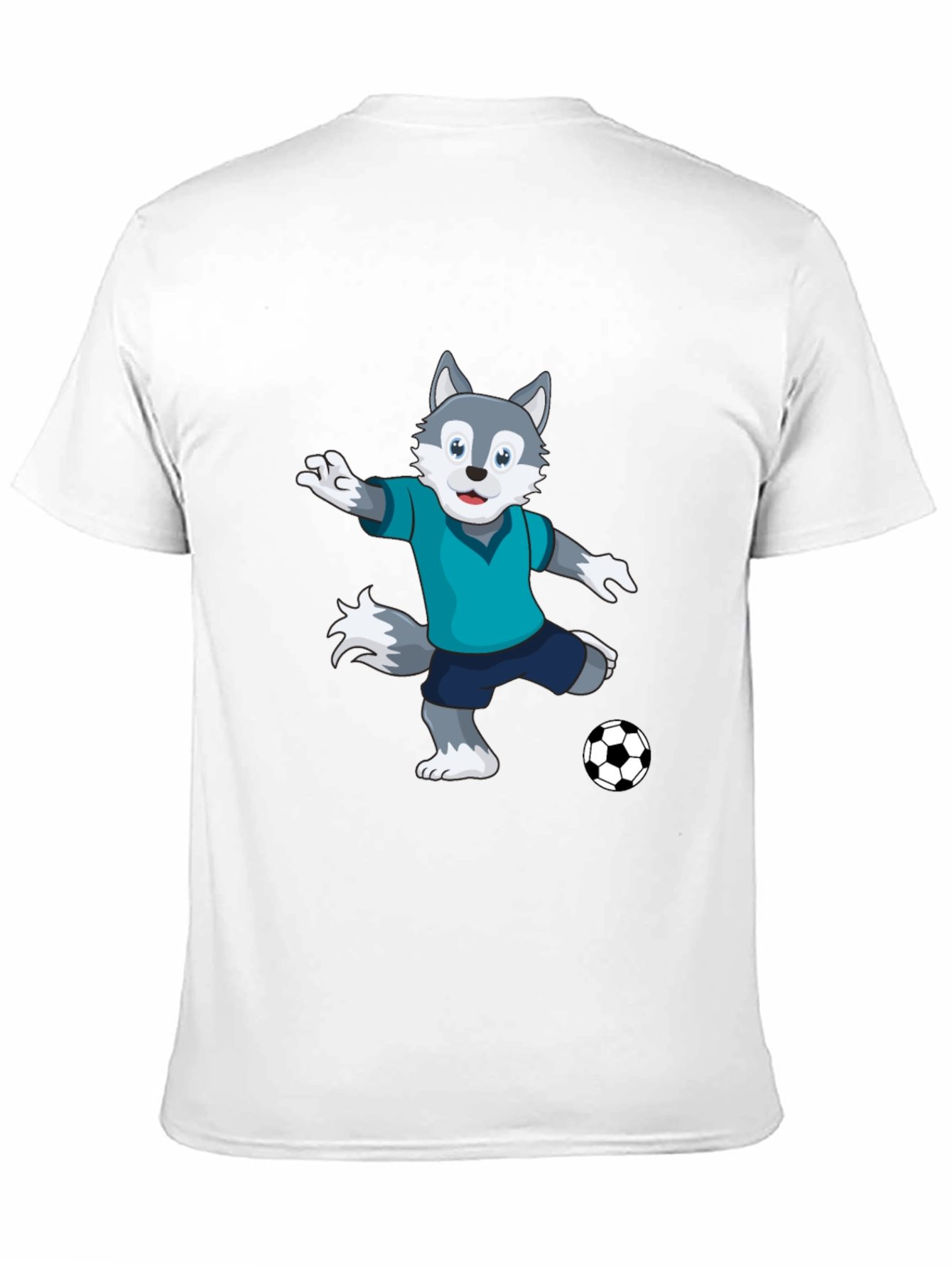 Cool Wolf Soccer Player Black T-Shirt