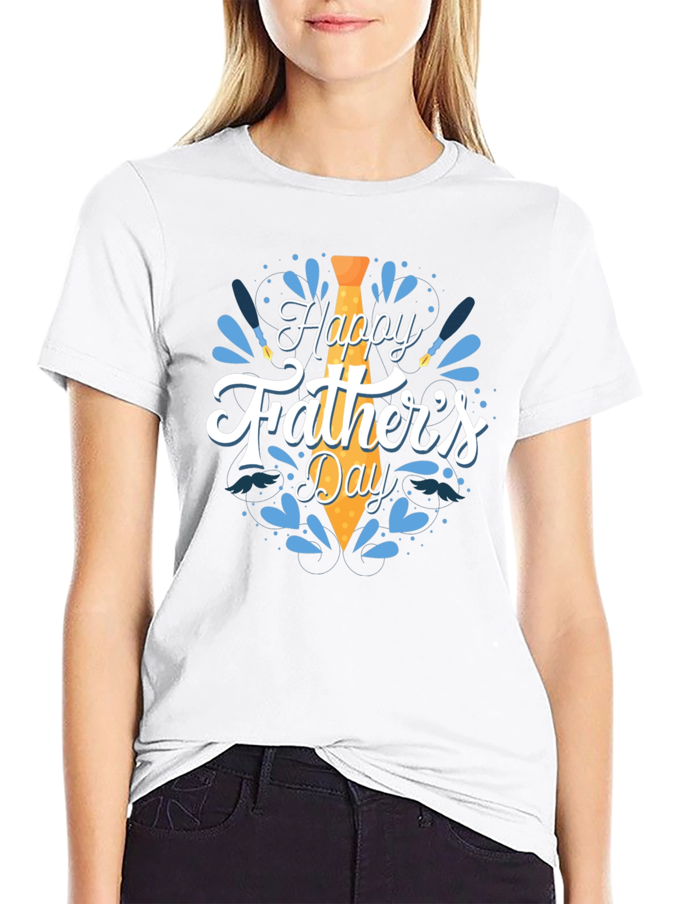Happy Fathers Day Graphic Tee - Black Cotton T-Shirt