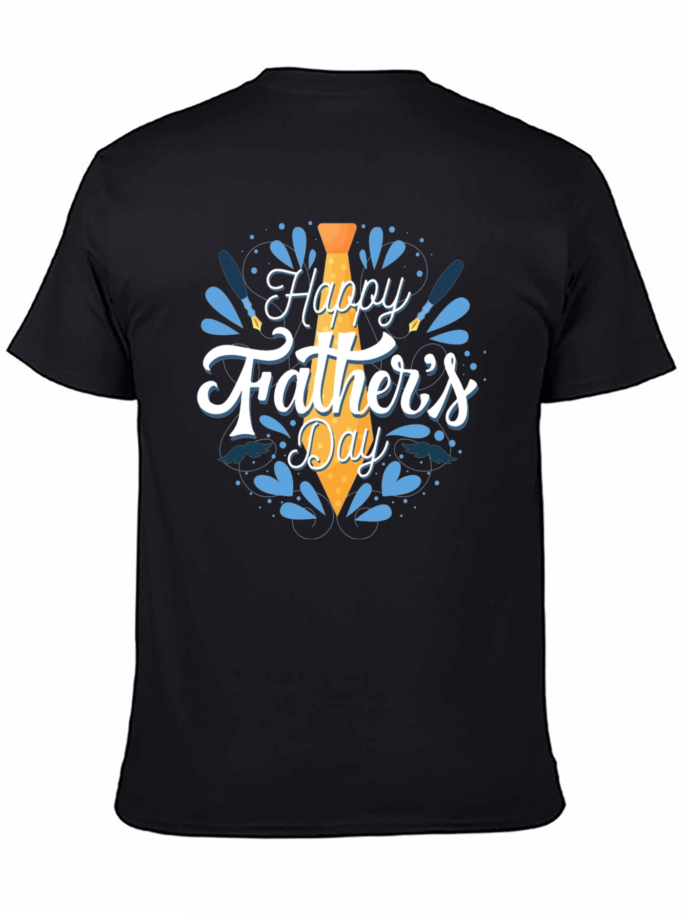 Happy Fathers Day Graphic Tee - Black Cotton T-Shirt