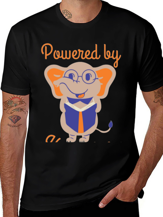 Powered By Books T-Shirt - Elephant Reader Graphic Tee