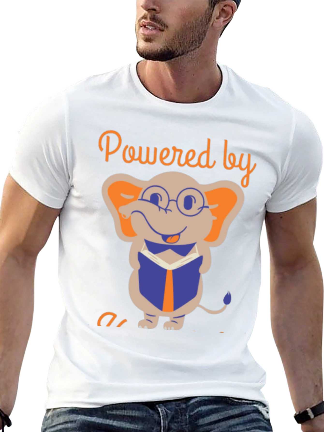 Powered By Books T-Shirt - Elephant Reader Graphic Tee