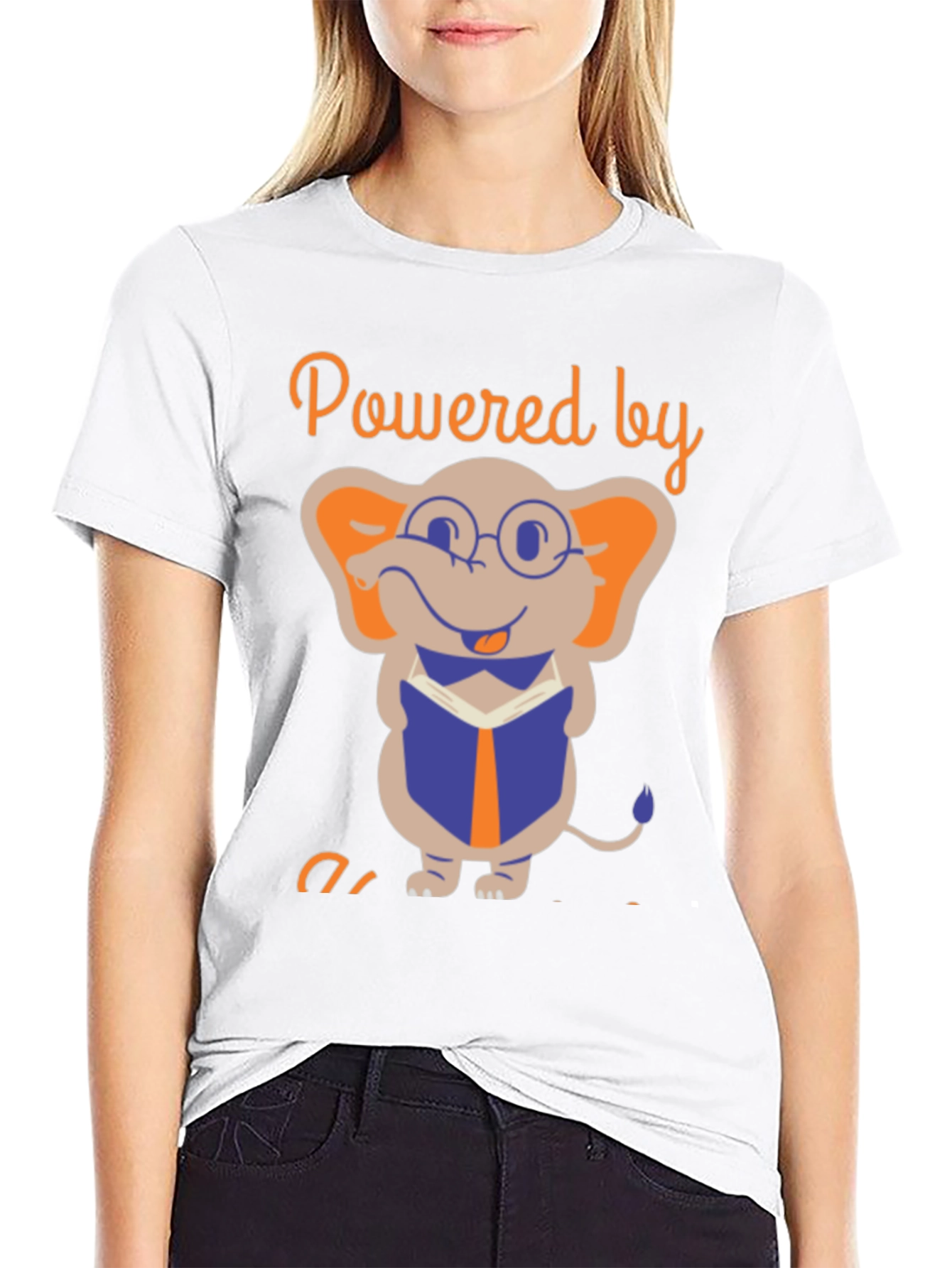 Powered By Books T-Shirt - Elephant Reader Graphic Tee