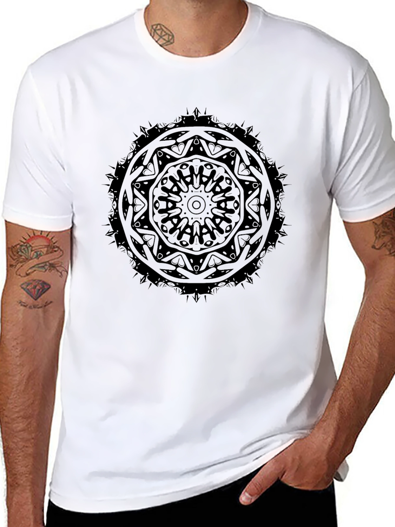 Black Mandala Graphic T-Shirt - Stylish Everyday Wear