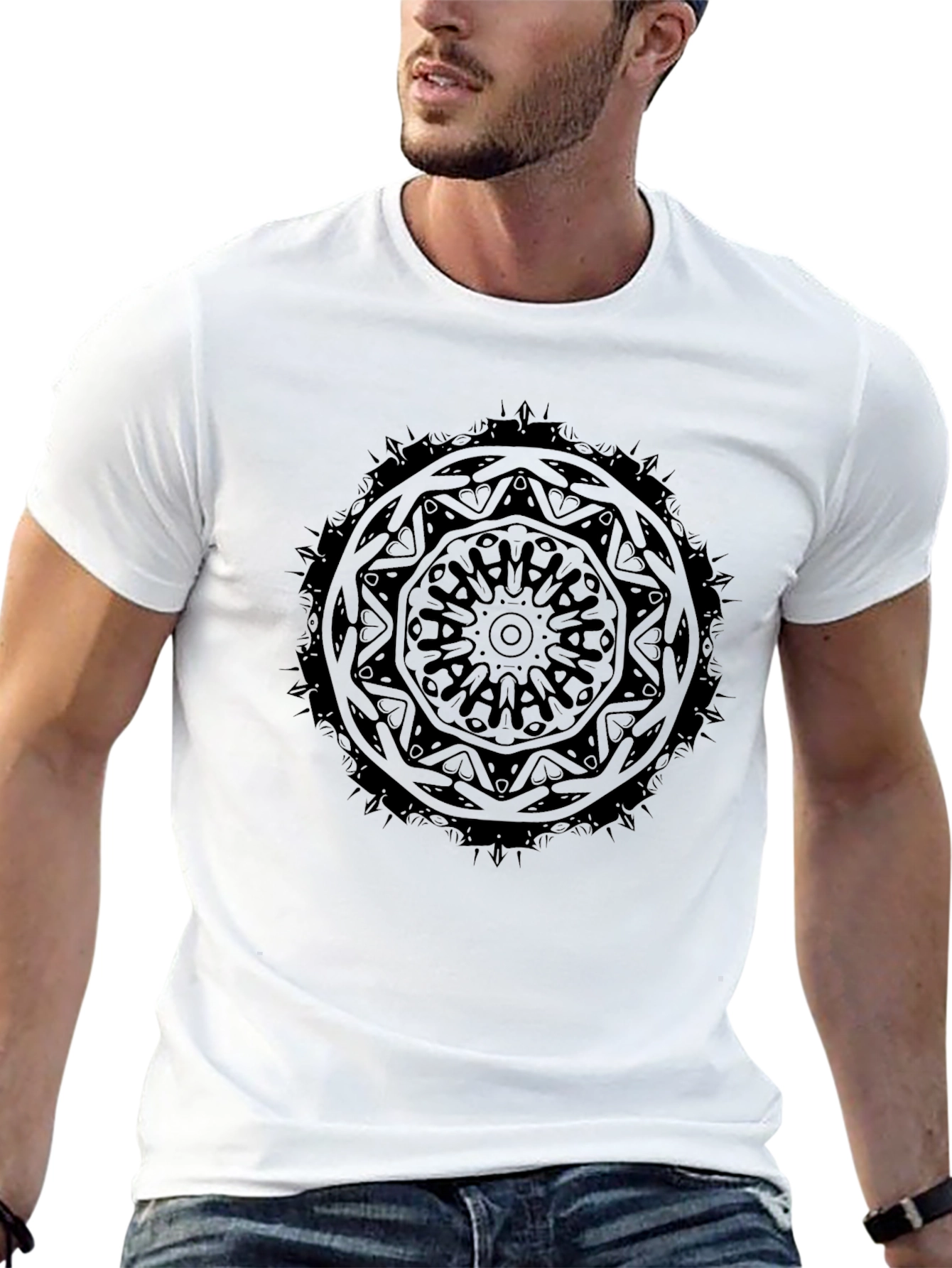 Black Mandala Graphic T-Shirt - Stylish Everyday Wear