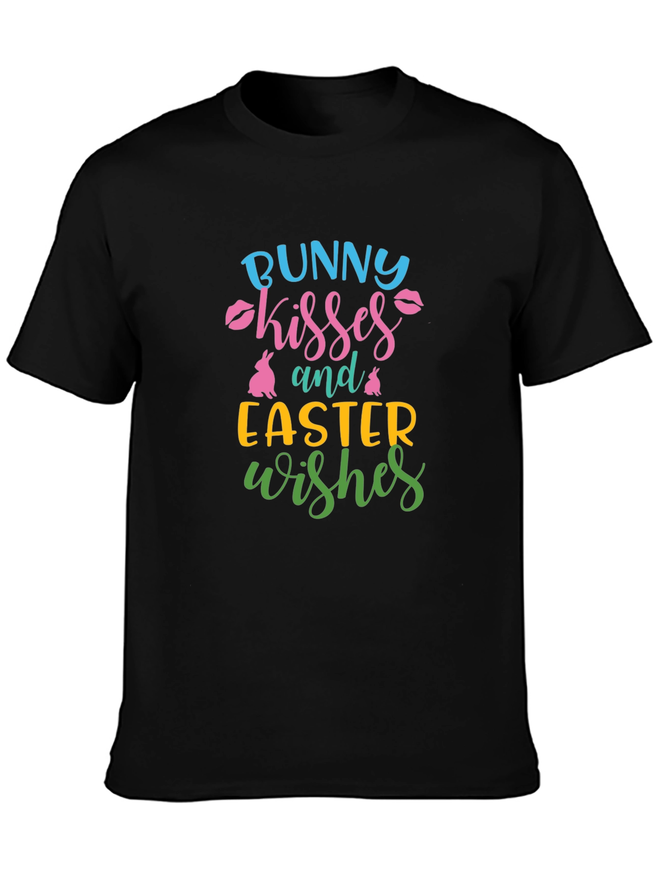 Bunny Kisses Easter Wishes Graphic T-Shirt