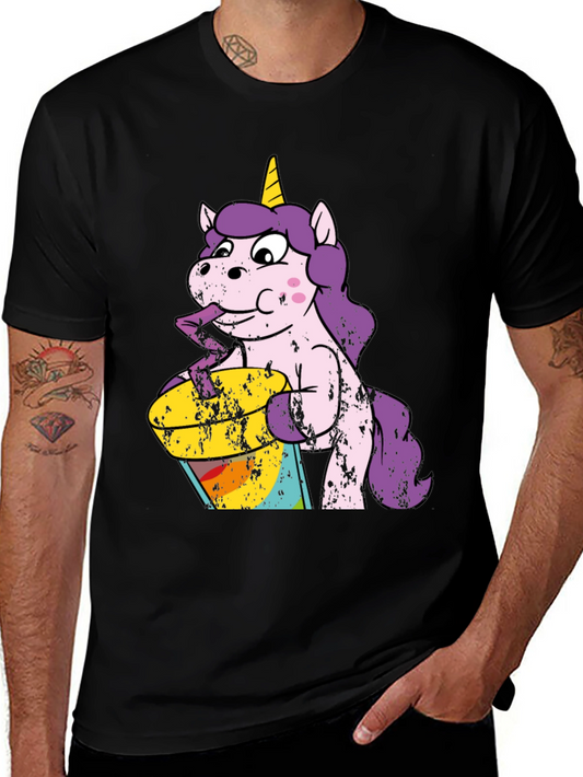 Unicorn Drinking Rainbow Juice Graphic T-Shirt
