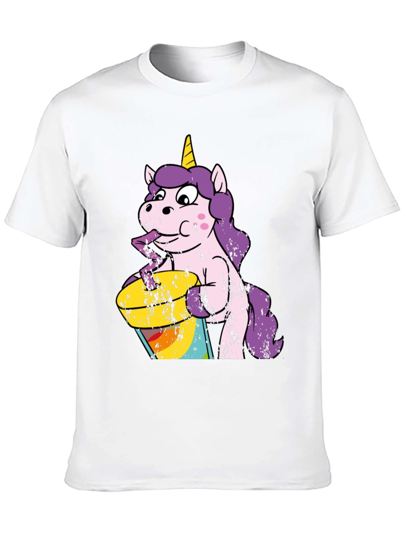Unicorn Drinking Rainbow Juice Graphic T-Shirt