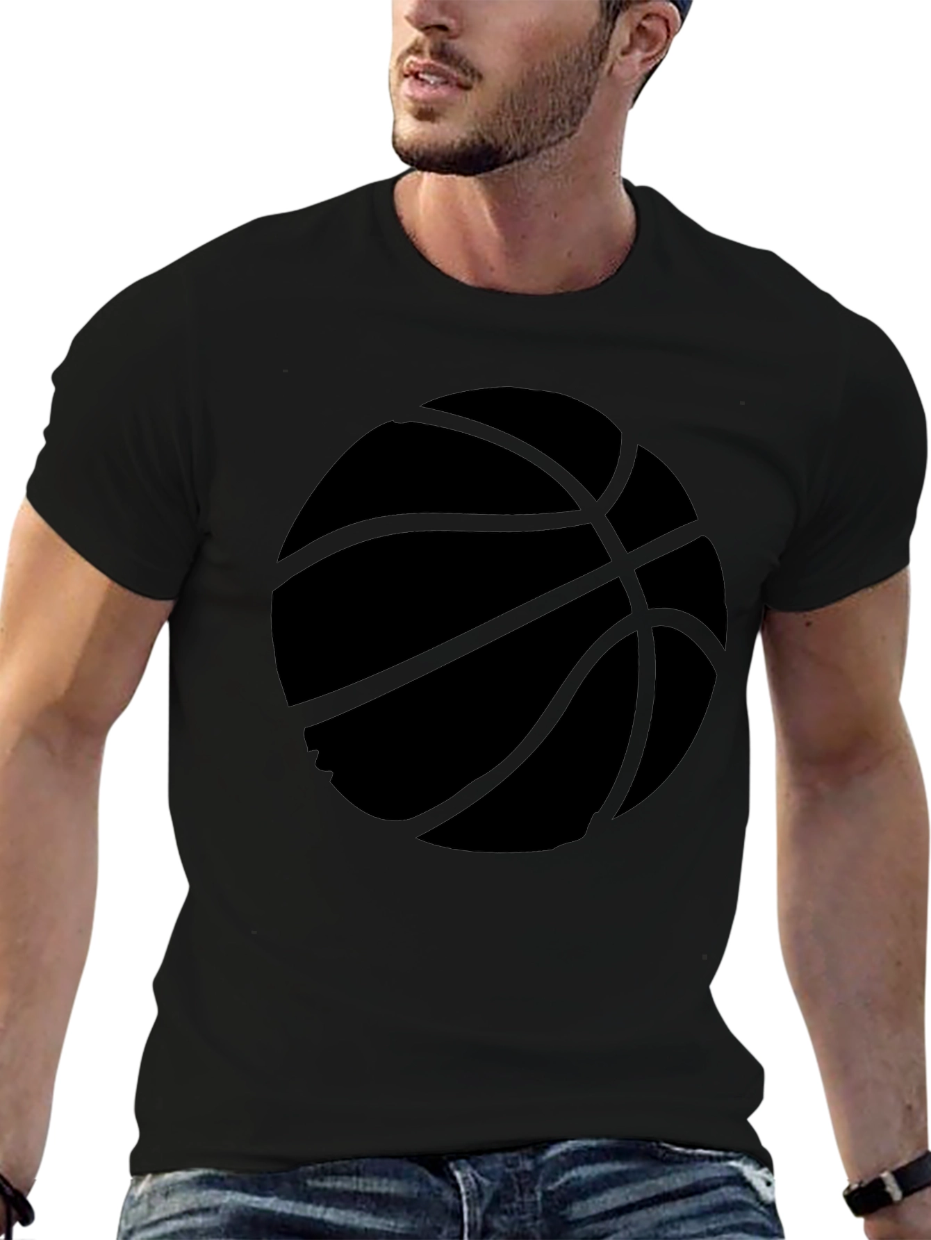 Basketball Graphic Tee - Black Cotton Comfort