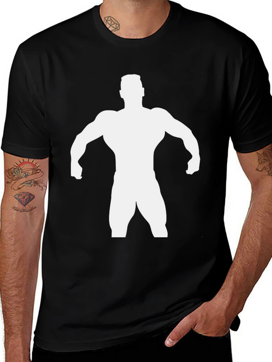 Bodybuilder Silhouette Graphic Tee - Black