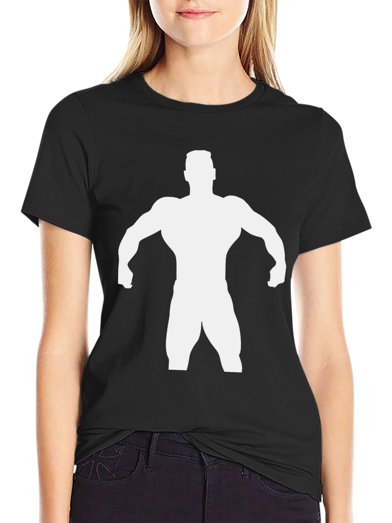 Bodybuilder Silhouette Graphic Tee - Black