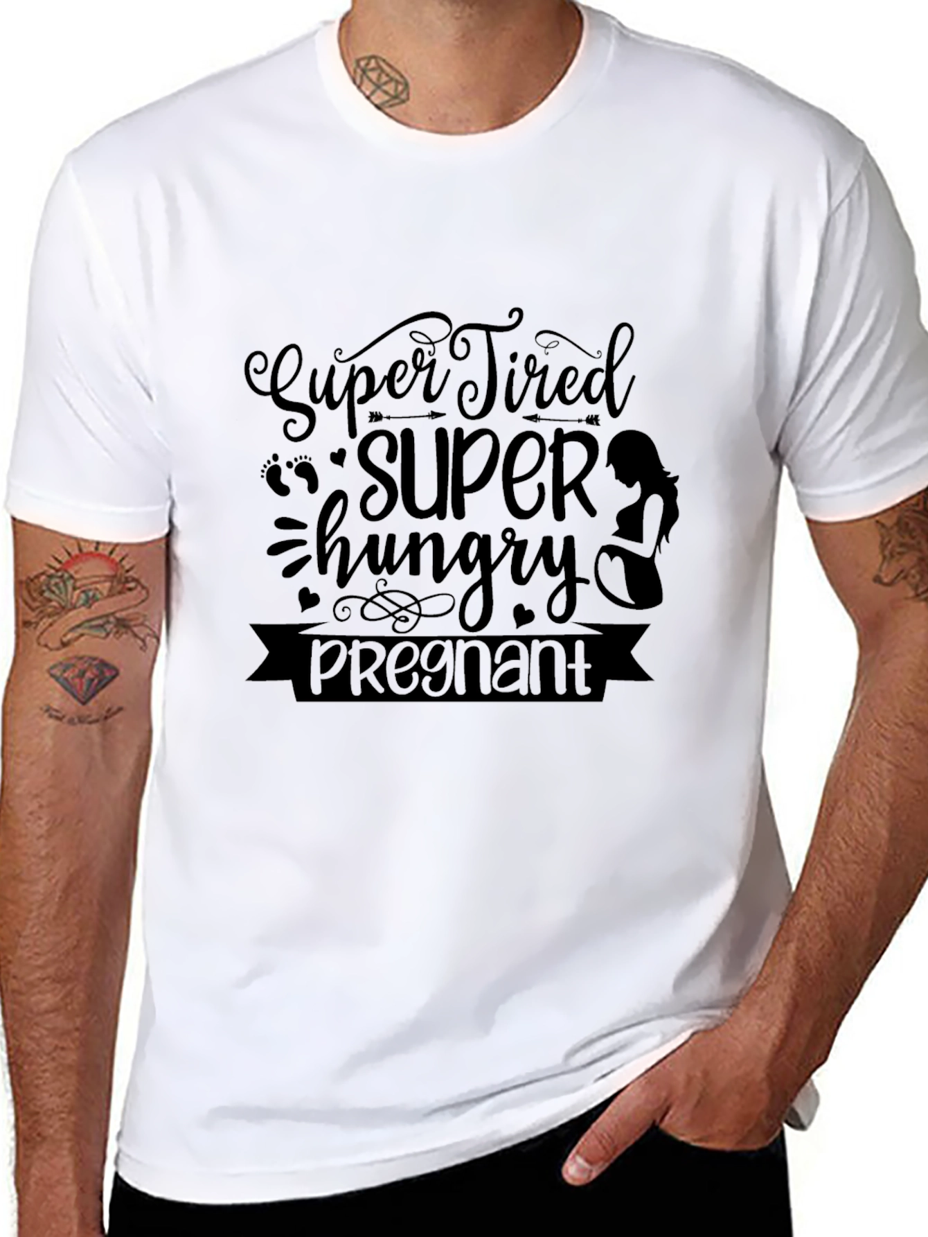 Super Tired Hungry Pregnant Black T-Shirt
